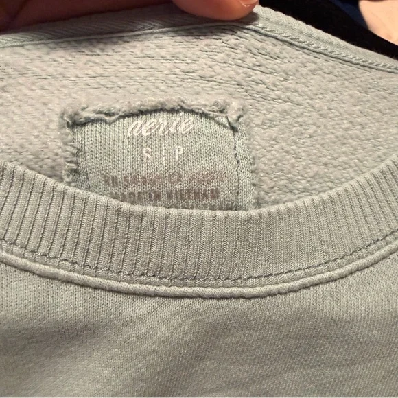 Aerie Light Blue Oversized Heart Sweatshirt Size Small - Picture 3 of 3